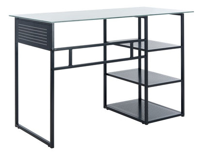 Xyla 3 Shelf Glass Top Desk