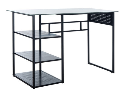 Xyla 3 Shelf Glass Top Desk