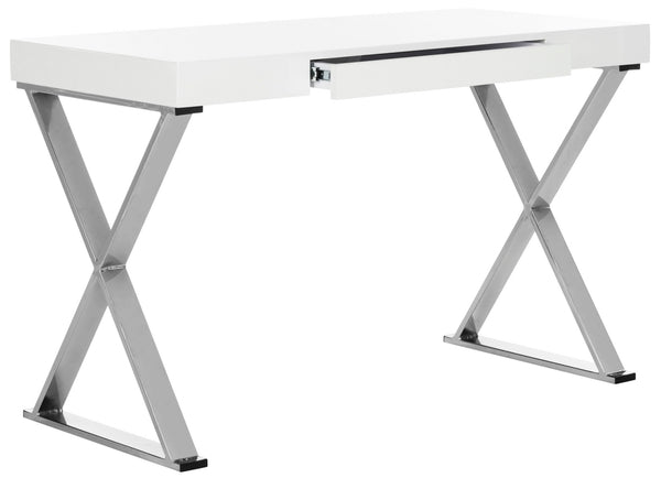 Paley 47'' W One Drawer Lacquer & Chrome Desk