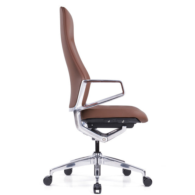 OfficeSource | Veneto | Executive High Back Chair with Polished Aluminum Frame