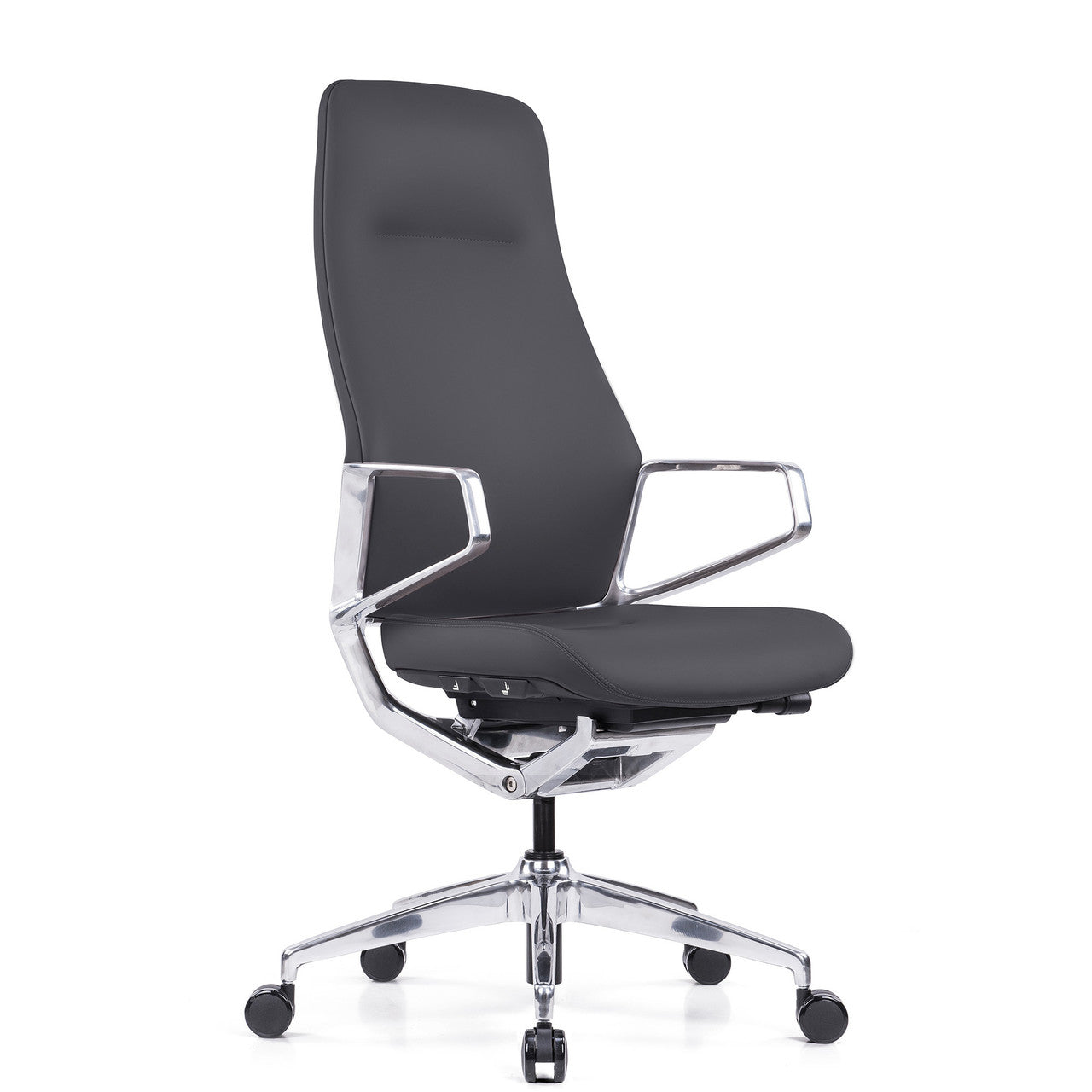 OfficeSource | Veneto | Executive High Back Chair with Polished Aluminum Frame