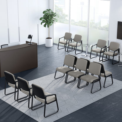 OfficeSource | Value Collection | Sled Base Guest Chair with Antimicrobial Vinyl Upholstery and Black Frame