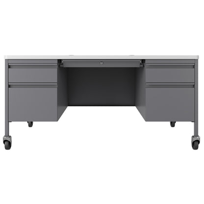 OfficeSource Whitley Collection Mobile Double Pedestal Teacher's Desk - 60''W x 30''D