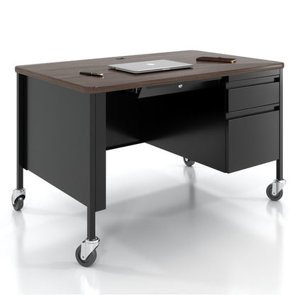 OfficeSource Whitley Collection Right Hand, Single Pedestal Desk with T-Mold Top - 48''W x 30''D