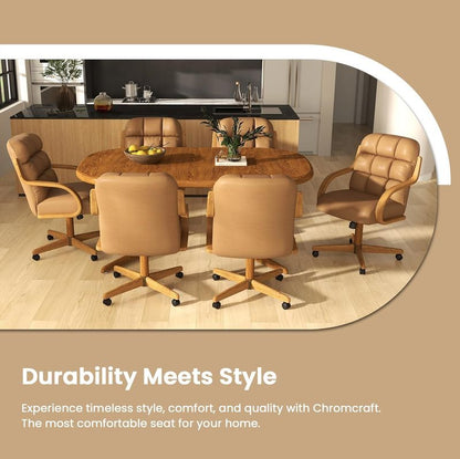 Chromcraft Douglas D9520 Casual Dining Chair Caster Swivel Tilt Fabric Dinning Chair with PU upholstery