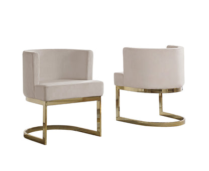 Velvet Side Chair with Gold, Chrome Base – Single