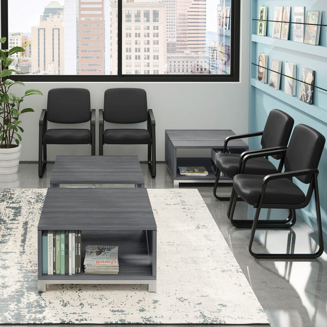 OfficeSource | Value Collection | Sled Base Guest Chair with Antimicrobial Vinyl Upholstery and Black Frame