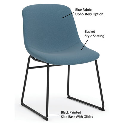 OfficeSource | Willow | Mid Back Guest Chair with Black Sled Base