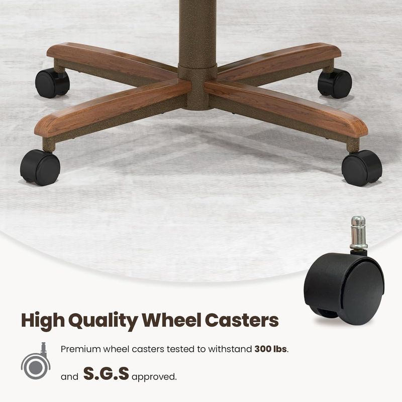 Chromcraft Douglas D7775 Casual Dining Chair Caster Swivel Tilt Fabric Dinning Chair in Walnut Wood and Texture Bronze Metal Finish (Mocha Fabric)
