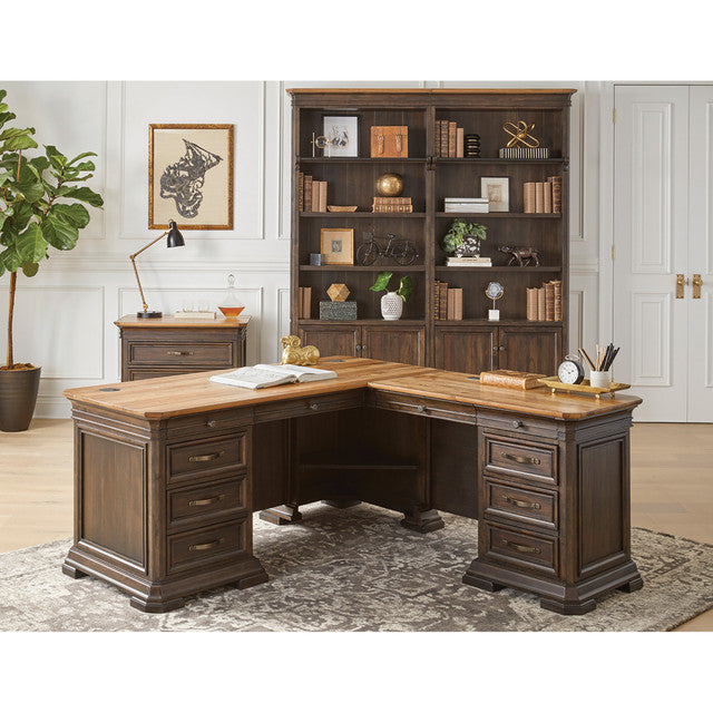 OfficeSource Westwood Collection Right Hand Facing Pedestal L- Desk