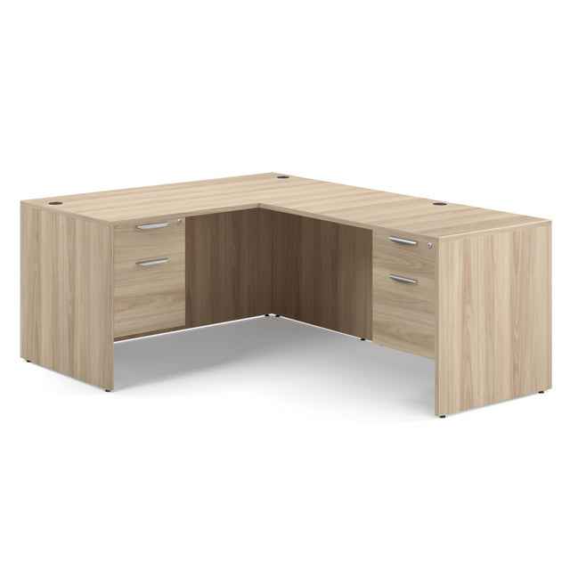 OfficeSource OS Laminate Collection Double 3/4 Pedestal ''L'' Desk - 60'' x 30''