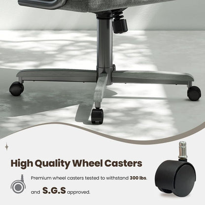 Chromcraft Douglas D7775 Casual Dining Chair Caster Swivel Tilt Fabric Dinning Chair in Seagray Wood and Gray Metal Finish
