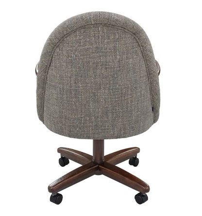 Chromcraft ZIP Ship CM127 Casual Dining Chair Caster Swivel Tilt Fabric Dinning Chair in Walnut Finish