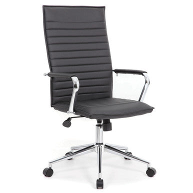 OfficeSource | Ridge | Executive High Back, Ribbed Back Task Chair w/Chrome Base