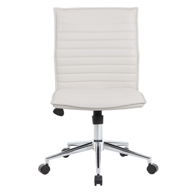 OfficeSource | Ridge | Executive Mid Back Armless, Ribbed Back Task Chair w/Chrome Base