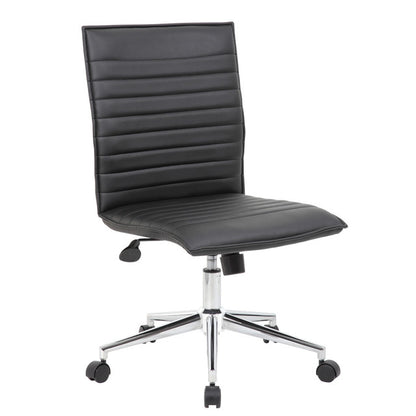 OfficeSource | Ridge | Executive Mid Back Armless, Ribbed Back Task Chair w/Chrome Base