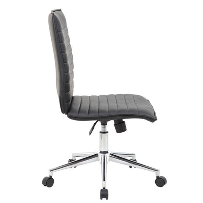 OfficeSource | Ridge | Executive Mid Back Armless, Ribbed Back Task Chair w/Chrome Base