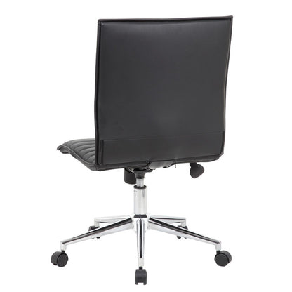 OfficeSource | Ridge | Executive Mid Back Armless, Ribbed Back Task Chair w/Chrome Base