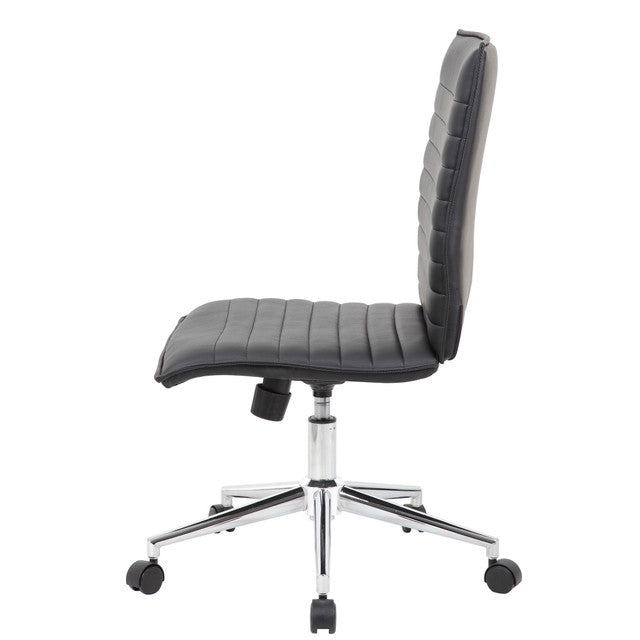 OfficeSource | Ridge | Executive Mid Back Armless, Ribbed Back Task Chair w/Chrome Base