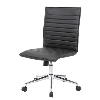 OfficeSource | Ridge | Executive Mid Back Armless, Ribbed Back Task Chair w/Chrome Base