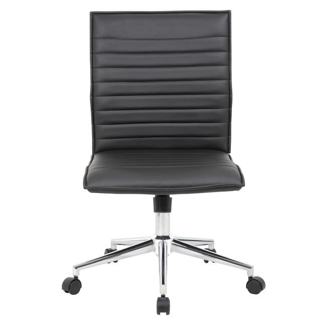 OfficeSource | Ridge | Executive Mid Back Armless, Ribbed Back Task Chair w/Chrome Base