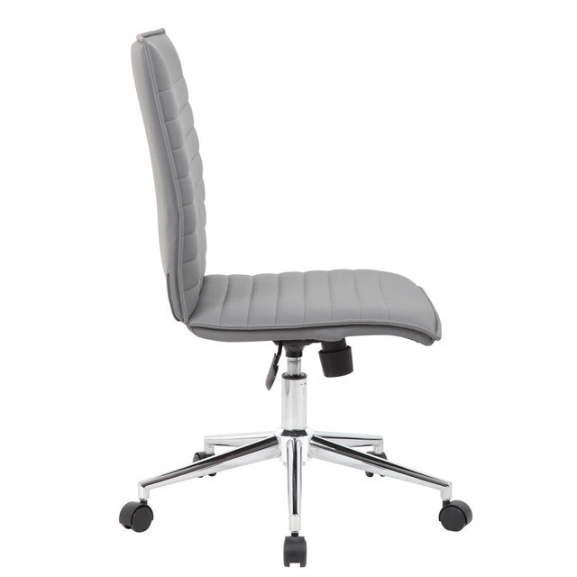 OfficeSource | Ridge | Executive Mid Back Armless, Ribbed Back Task Chair w/Chrome Base