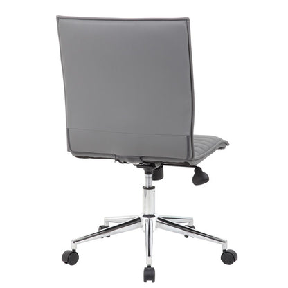 OfficeSource | Ridge | Executive Mid Back Armless, Ribbed Back Task Chair w/Chrome Base