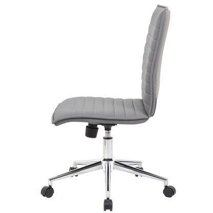 OfficeSource | Ridge | Executive Mid Back Armless, Ribbed Back Task Chair w/Chrome Base