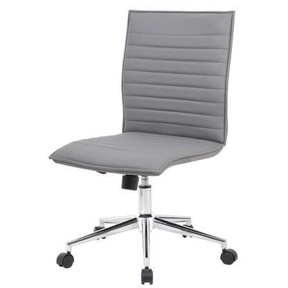 OfficeSource | Ridge | Executive Mid Back Armless, Ribbed Back Task Chair w/Chrome Base