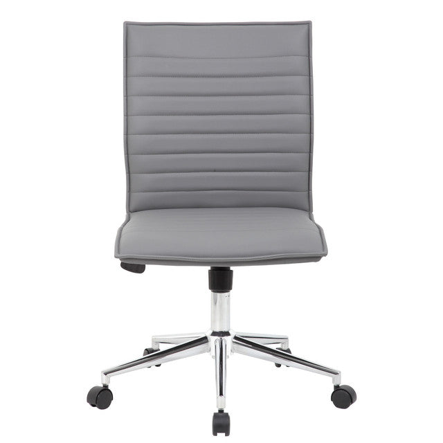 OfficeSource | Ridge | Executive Mid Back Armless, Ribbed Back Task Chair w/Chrome Base