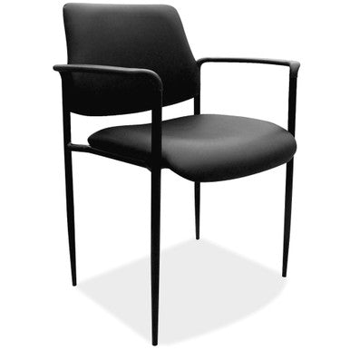 OfficeSource Levy Collection Guest Stack Chair with Arms and Black Frame