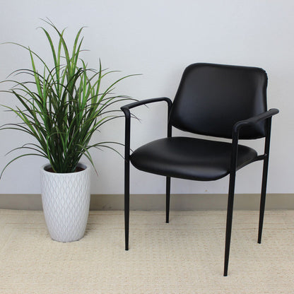 OfficeSource Levy Collection Guest Stack Chair with Arms and Black Frame