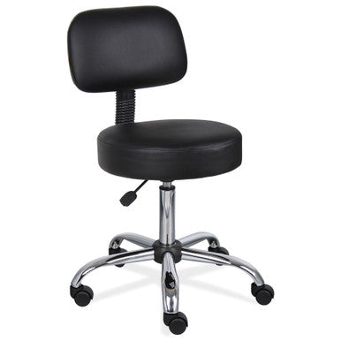 OfficeSource Medical Stools Medical Stool with Backrest and Polished Chrome Base