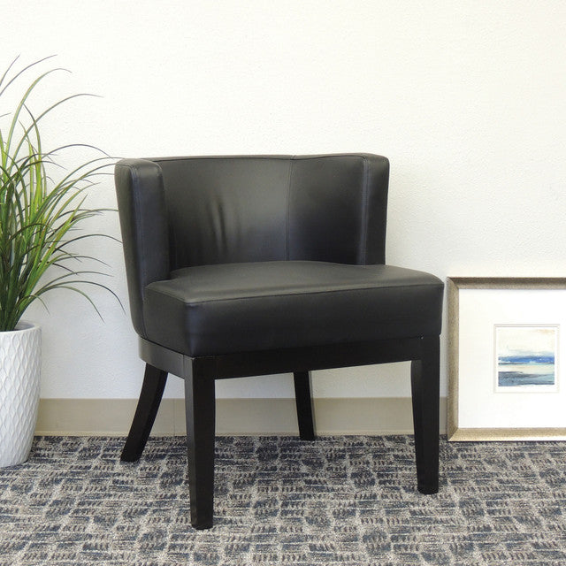 OfficeSource | Bowery | Barrel Back Arm Chair with Black Wood Legs