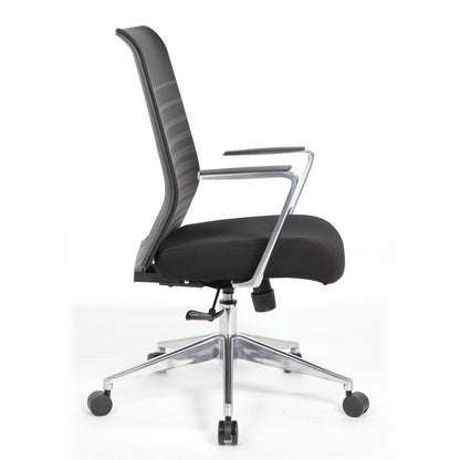 OfficeSource Interchangeable Black Mesh High Back Task Chair with Aluminum Arms and Base