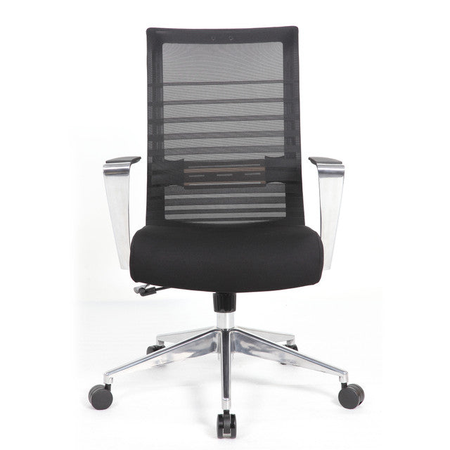 OfficeSource Interchangeable Black Mesh High Back Task Chair with Aluminum Arms and Base