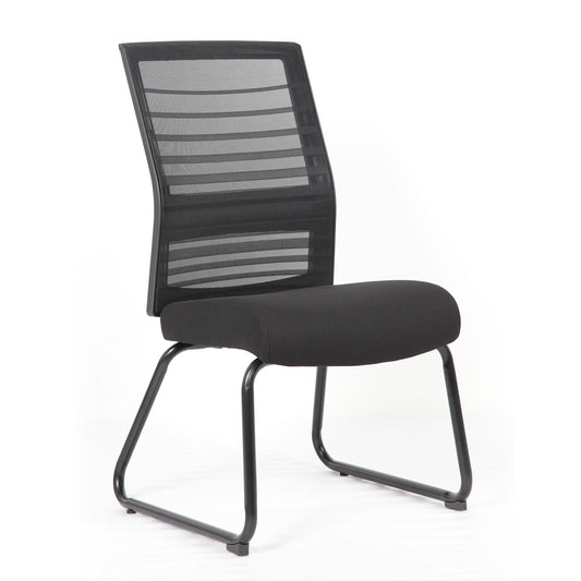 OfficeSource Interchangeable Black Mesh Back Armless Guest Chair with Sled Base