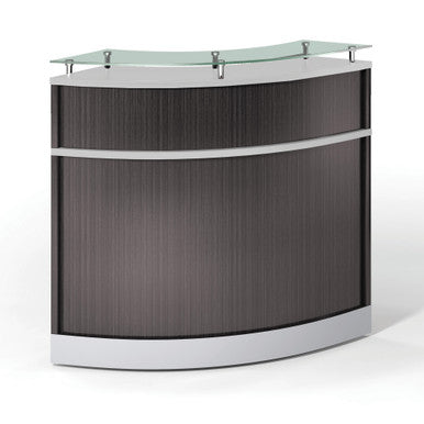 OfficeSource Cosmo Collection Curved Glass Top Reception Desk - 31.5''W x 31.5''D