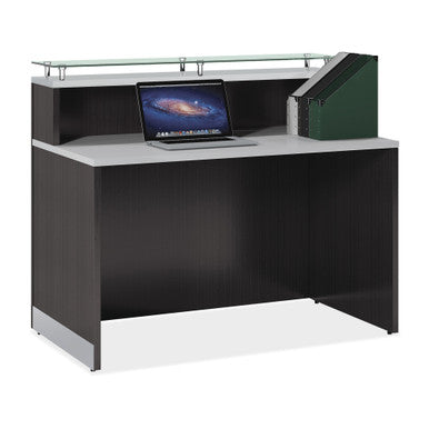 OfficeSource Cosmo Collection Glass Top Reception Desk