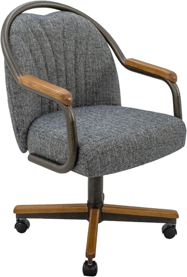 Chromcraft ZIP Ship CM188 Casual Dining Chair Caster Swivel Tilt Fabric Dinning Chair in Chestnut & Texture Bronze Finish