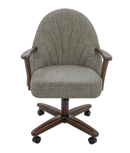 Chromcraft ZIP Ship CM127 Casual Dining Chair Caster Swivel Tilt Fabric Dinning Chair in Walnut Finish