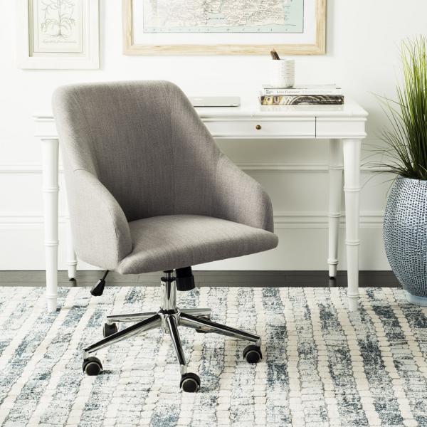 Adrienne Linen Chrome Leg Swivel Office Chair