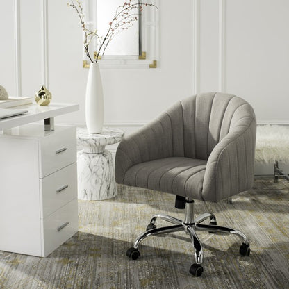 Themis Linen/Velvet Chrome Leg Swivel Office Chair