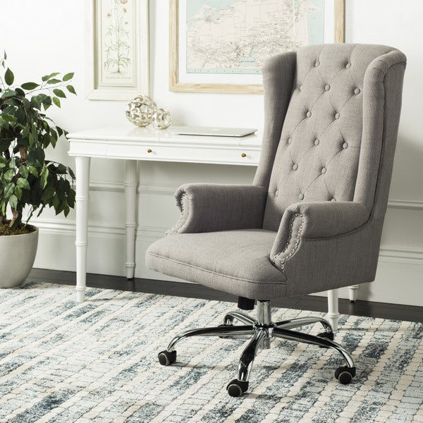 Ian Linen Chrome Leg Swivel Office Chair