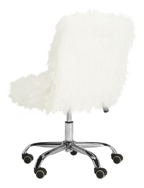 Whitney Faux Sheepskin Chrome/Gold Leg Swivel Office Chair