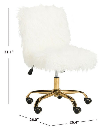 Whitney Faux Sheepskin Chrome/Gold Leg Swivel Office Chair