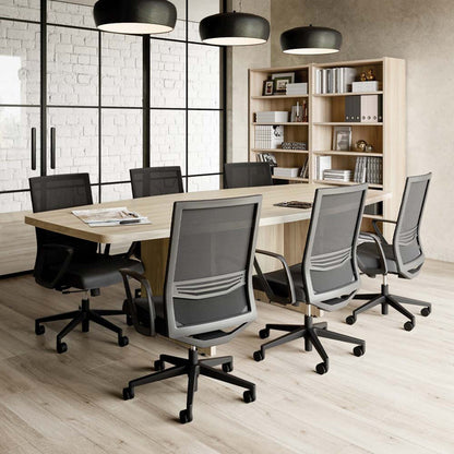 OfficeSource | Oslo | Mid-Back Mesh Conference Chair with Fixed Arms