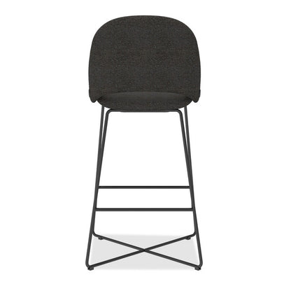 OfficeSource | Jola | Bar Height Fabric Stool with Black Metal Base - Set of 2