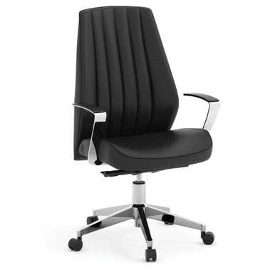 OfficeSource | Empire Collection | Executive Leather Mid Back with Chrome Frame