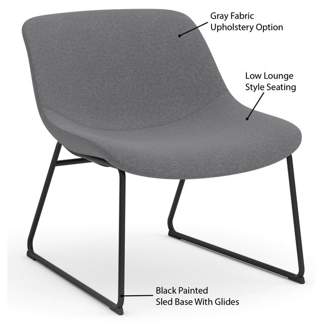 OfficeSource | Willow | Low Back Lounge Chair with Black Sled Base